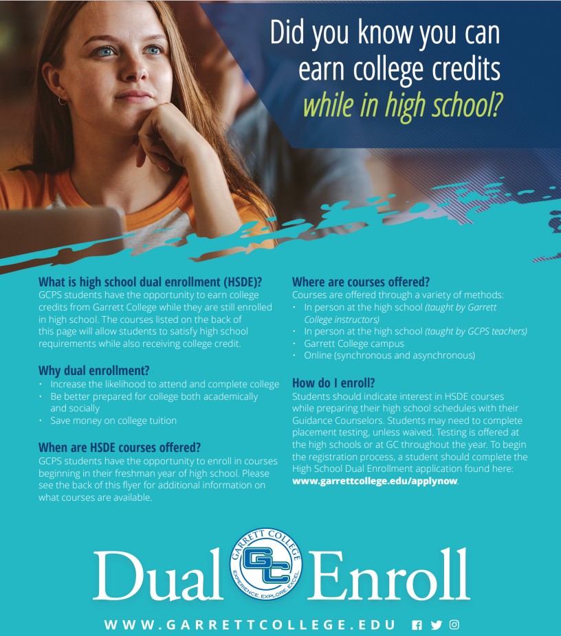 Garrett College Dual Enrollment flyer