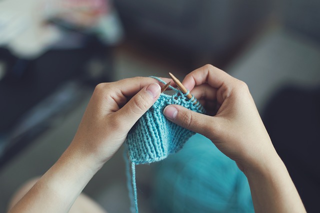 Student knitting