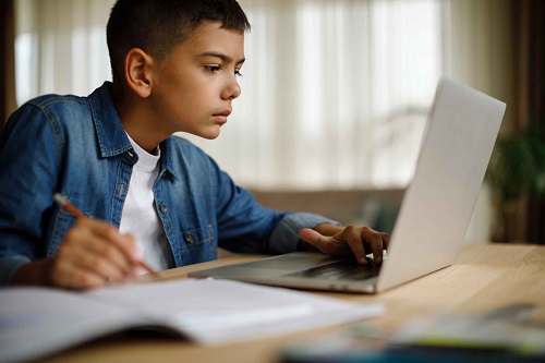 Student working at computer