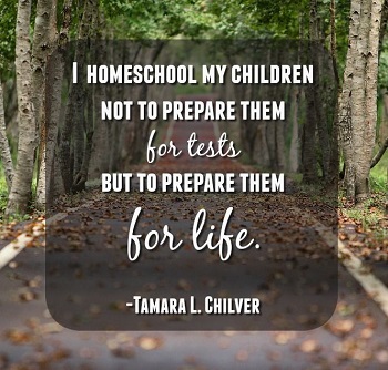 I homeschool my children not to prepare them for tests but to prepare them for life.